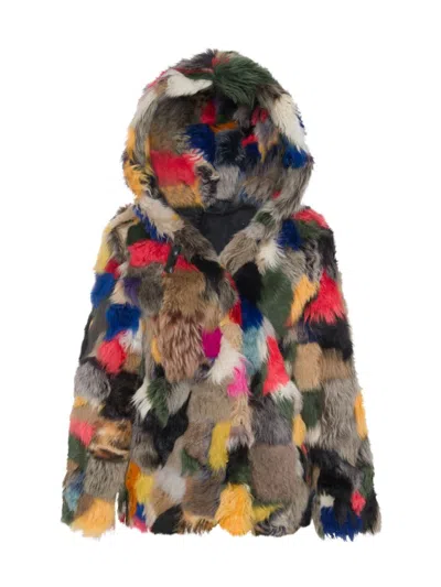 Wolfie Furs Women's Made For Generations Shearling Hooded Jacket In Multi