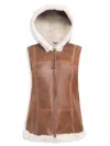 Wolfie Furs Women's Made For Generations Shearling Hooded Vest In Caramel