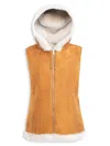 Wolfie Furs Women's Made For Generations Shearling Hooded Vest In Tan