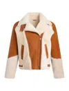 Wolfie Furs Women's Made For Generations Shearling Two Tone Zip Moto Jacket In Butterscotch