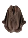 WOLFIE FURS WOMEN'S MADE FOR GENERATIONS SHERLING TRIM CASHMERE & WOOL BLEND CAPE