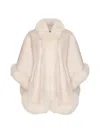 Wolfie Furs Women's Made For Generations Sherling Trim Cashmere & Wool Blend Cape In Brown Frost