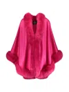 Wolfie Furs Women's Made For Generations Sherling Trim Cashmere & Wool Blend Cape In Fuchsia