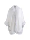 Wolfie Furs Women's Made For Generations Sherling Trim Cashmere & Wool Blend Cape In Ice