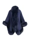 WOLFIE FURS WOMEN'S MADE FOR GENERATIONS SHERLING TRIM CASHMERE & WOOL BLEND CAPE