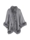 Wolfie Furs Women's Made For Generations Sherling Trim Cashmere & Wool Blend Cape In Platinum