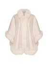 Wolfie Furs Women's Made For Generations Sherling Trim Cashmere & Wool Blend Cape In Vanilla