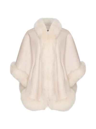 Wolfie Furs Women's Made For Generations Sherling Trim Cashmere & Wool Blend Cape In White