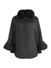 Wolfie Furs Women's Made For Generations Toscana Shearling Cashmere Blend Cape In Black