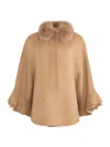 Wolfie Furs Women's Made For Generations Toscana Shearling Cashmere Blend Cape In Brown