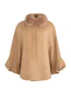 Wolfie Furs Women's Made For Generations Toscana Shearling Cashmere Blend Cape In Camel