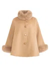 Wolfie Furs Women's Made For Generations Toscana Shearling Cashmere Blend Cape In Camel