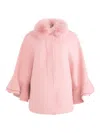 Wolfie Furs Women's Made For Generations Toscana Shearling Cashmere Blend Cape In Pink