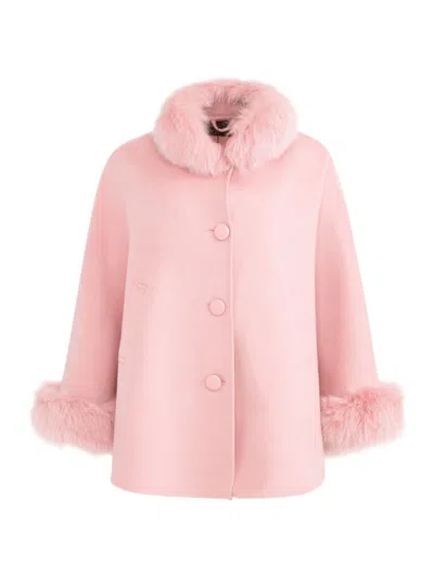 Wolfie Furs Women's Made For Generations Toscana Shearling Cashmere Blend Cape In Pink