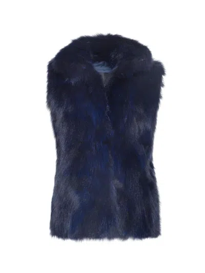 Wolfie Furs Women's Made For Generations Toscana Shearling Vest In Blue