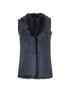 Wolfie Furs Women's Made For Generations Toscana Shearling Vest In Blue