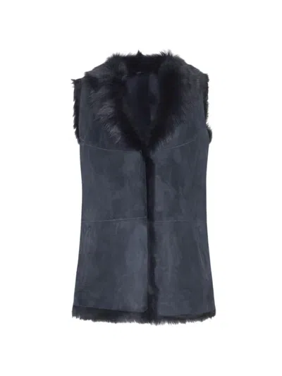 Wolfie Furs Women's Made For Generations Toscana Shearling Vest In Blue