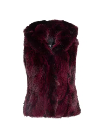 Wolfie Furs Women's Made For Generations Toscana Shearling Vest In Burgundy Wine