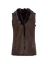 Wolfie Furs Women's Made For Generations Toscana Shearling Vest In Cocoa Brown