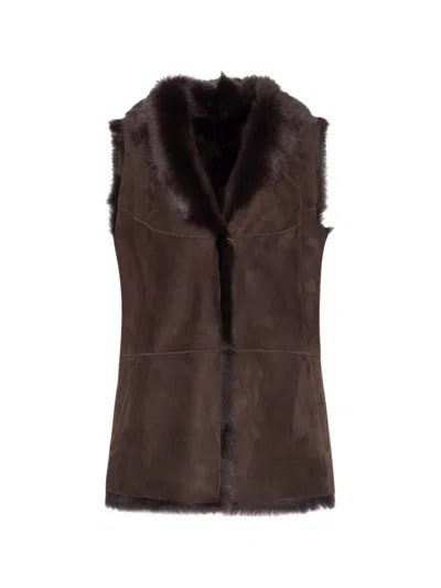 Wolfie Furs Women's Made For Generations Toscana Shearling Vest In Cocoa Brown