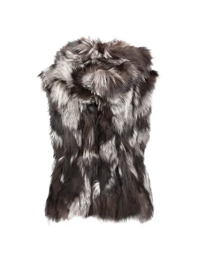 Wolfie Furs Women's Made For Generations Toscana Shearling Vest In Grey Multi