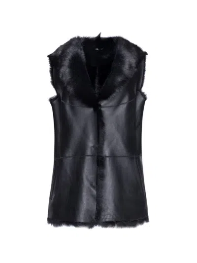 Wolfie Furs Women's Made For Generations Toscana Shearling Vest In Moto Black