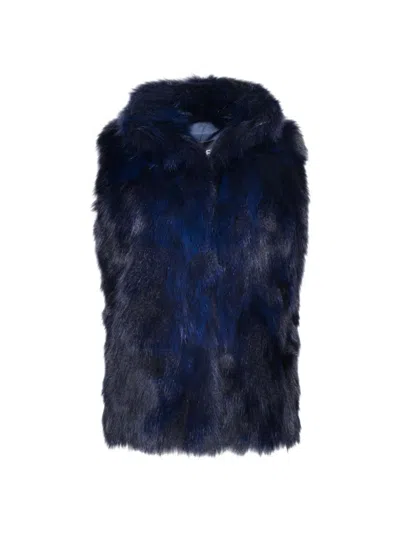 Wolfie Furs Women's Made For Generations Toscana Shearling Vest In Navy