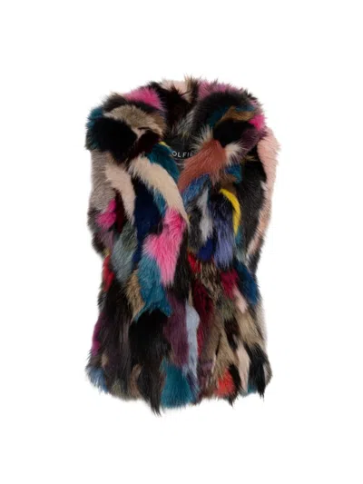 Wolfie Furs Women's Made For Generations Toscana Shearling Vest In Pink Multi