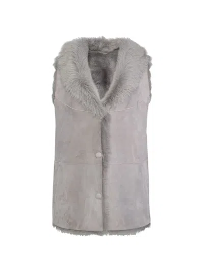 Wolfie Furs Women's Made For Generations Toscana Shearling Vest In Platinum