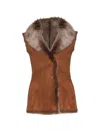Wolfie Furs Women's Made For Generations Toscana Shearling Vest In Whiskey