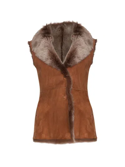Wolfie Furs Women's Made For Generations Toscana Shearling Vest In Whiskey