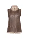 Wolfie Furs Women's Made For Generations Ultralite Mockneck Shearling Zip Vest In Antique Cream
