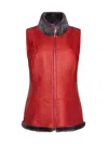 Wolfie Furs Women's Made For Generations Ultralite Mockneck Shearling Zip Vest In Red Grey