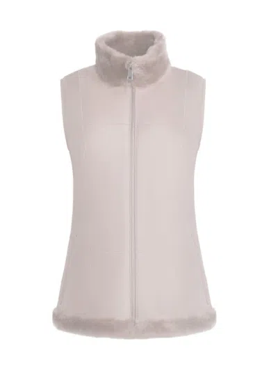 Wolfie Furs Women's Made For Generations Ultralite Mockneck Shearling Zip Vest In Sand