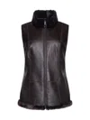 Wolfie Furs Women's Made For Generations Ultralite Mockneck Shearling Zip Vest In Silky Brown