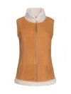 Wolfie Furs Women's Made For Generations Ultralite Mockneck Shearling Zip Vest In Tan