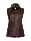 Wolfie Furs Women's Made For Generations Ultralite Mockneck Shearling Zip Vest In Tobacco