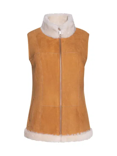 Wolfie Furs Women's Made For Generations Zip-up Shearling Vest In Tan