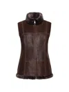 Wolfie Furs Women's Made For Generations Zip-up Shearling Vest In Tobacco