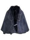 Wolfie Furs Women's Made For Generationscollection Toscana Shearling Cape In Denim Blue