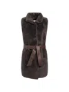 Wolfie Furs Women's Shearling Longline Vest In Brown