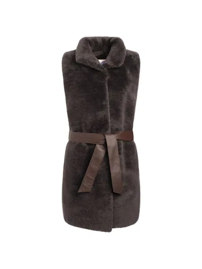 Wolfie Furs Women's Shearling Longline Vest In Brown