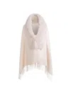 Wolfie Furs Women's Shearling Trim Cashmere & Wool Wrap In Beige