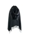 Wolfie Furs Women's Shearling Trim Cashmere & Wool Wrap In Black