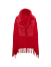 Wolfie Furs Women's Shearling Trim Cashmere & Wool Wrap In Lipstick