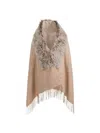 Wolfie Furs Women's Shearling Trim Cashmere & Wool Wrap In Sand Marble