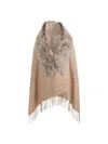 WOLFIE FURS WOMEN'S SHEARLING TRIM CASHMERE & WOOL WRAP