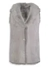 Wolfie Furs Women's Toscana Suede Shearling Vest In Platinum