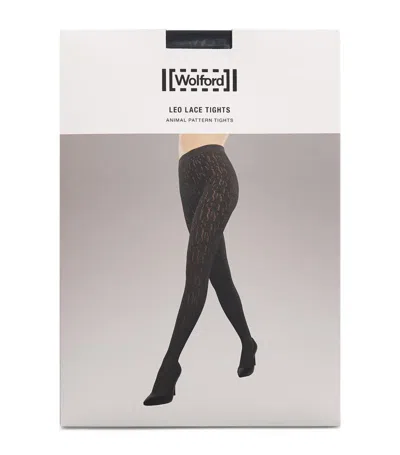 Wolford Animal Print Lace Tights In Black