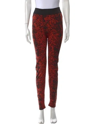 Pre-owned Wolford Animal Print Skinny Leg Pants In Red